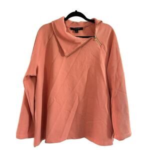 MARC NEW YORK Ribbed Cowl Split Zipper Neck Top Canyon Clay - Sz XL - NWT